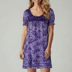 Eci New York Dress Purple Floral Print Size 8